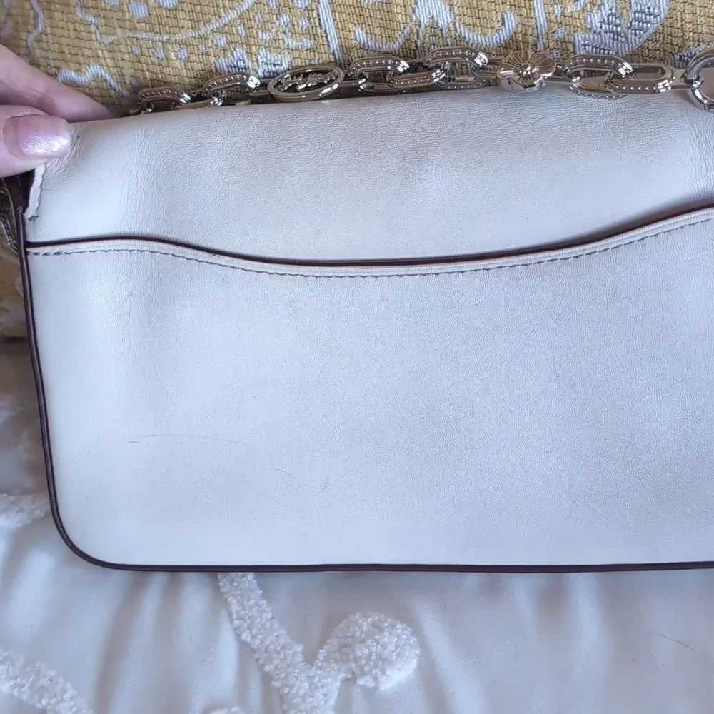 COACH Dinky Genuine Bag In Chalk Crossbody/Clutch With Extra Chain Strap